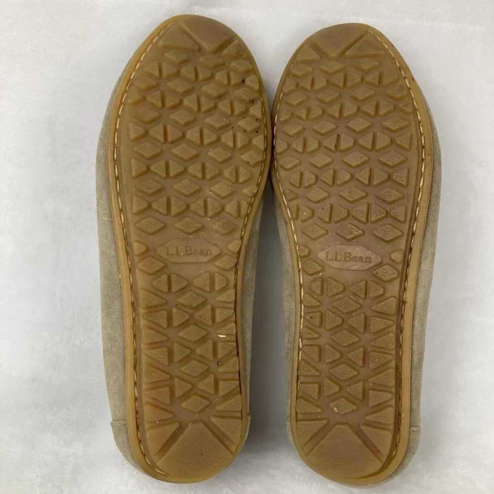 LL Bean Brown Suede Slip-On Moccasins Loafers Driving Shoes Womans 7.5 M Comfort